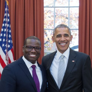 Kevin Lewis and Barack Obama on the December day that Obama asked Lewis to join him post-presidency. (Credit: Pete Souza/White House)